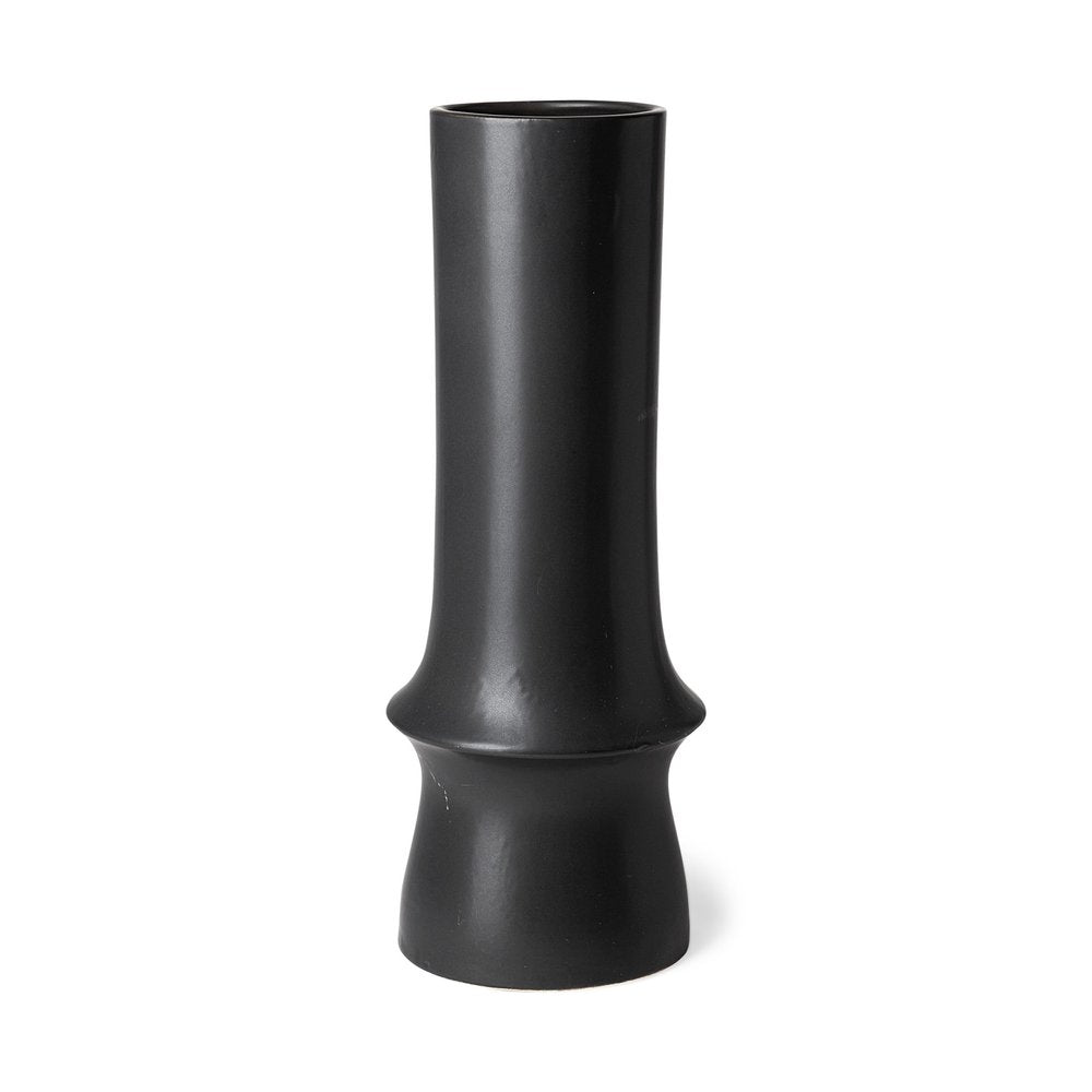 17" Black Abstract Cylinder Ceramic Table Vase