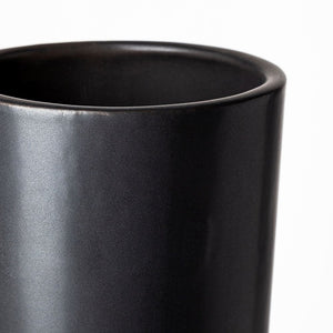 17" Black Abstract Cylinder Ceramic Table Vase