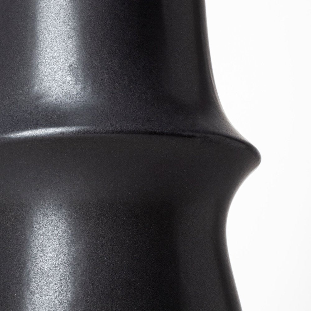 17" Black Abstract Cylinder Ceramic Table Vase