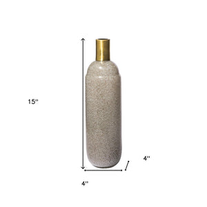 15" Brown Abstract Cylinder Crystal Glass Table Vase