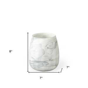 8" Gray Abstract Cylinder Crystal Glass Table Vase