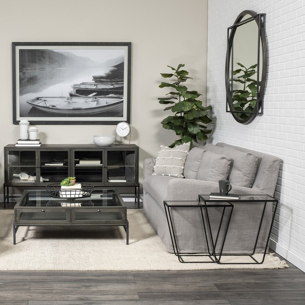 11" Gray Abstract Cylinder Ceramic Table Vase