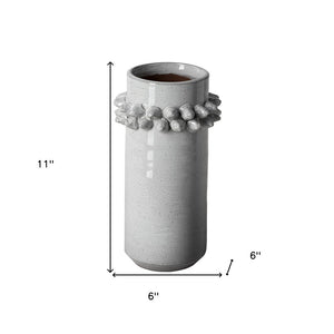 11" Gray Abstract Cylinder Ceramic Table Vase