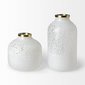 8" White Abstract Cylinder Crystal Glass Table Vase