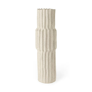 23" Cream Abstract Cylinder Ceramic Table Vase