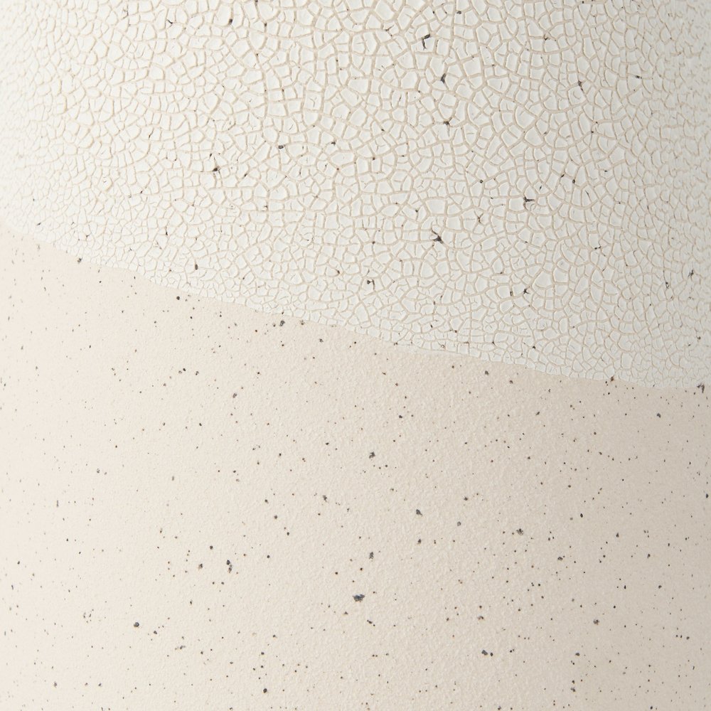 14" Cream Abstract Cylinder Ceramic Table Vase