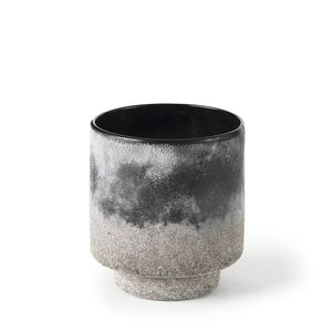 6" Brown And Black Abstract Cylinder Ceramic Table Vase