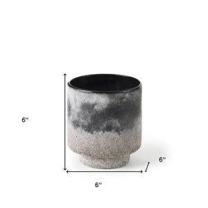 6" Brown And Black Abstract Cylinder Ceramic Table Vase