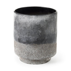 9" Brown And Black Abstract Cylinder Ceramic Table Vase