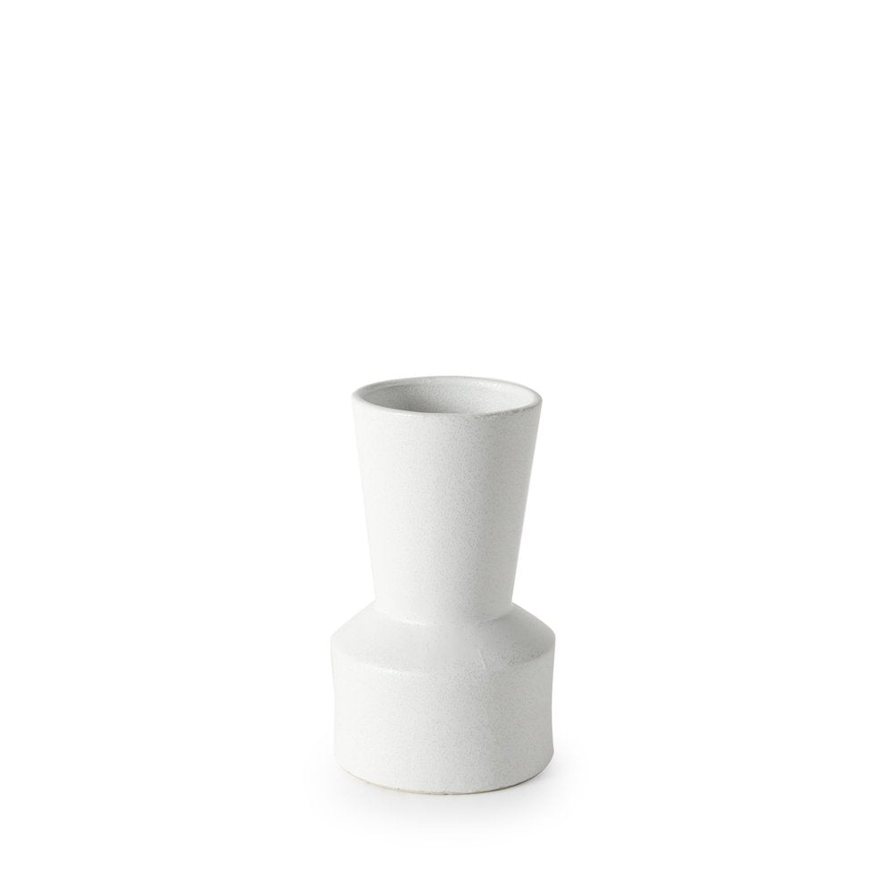 9" White Abstract Cylinder Ceramic Table Vase
