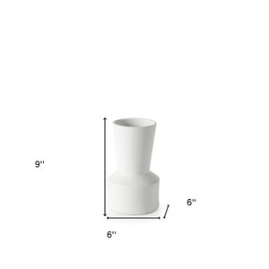 9" White Abstract Cylinder Ceramic Table Vase