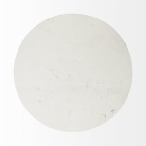 48" White And Natural Rounded Marble Pedestal Base Dining Table