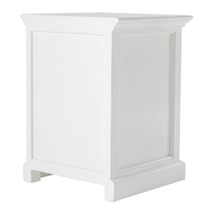 24" White Solid Wood Distressed One Drawer Nightstand
