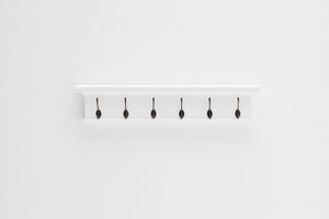 39" Classic White Wood Six Hook Hanging Coat Rack