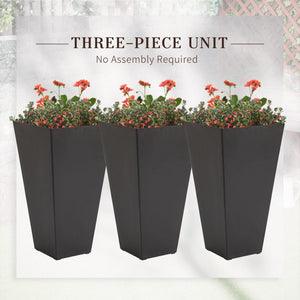 Outsunny Set of 3 Tall Planters with Drainage Hole