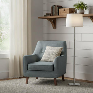 62" Floor Lamp With White Fabric Empire Shade