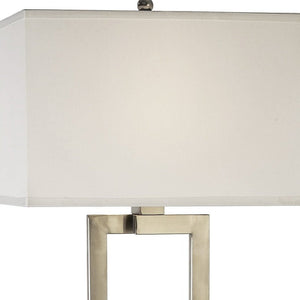 61" Nickel Traditional Shaped Floor Lamp With White Rectangular Shade