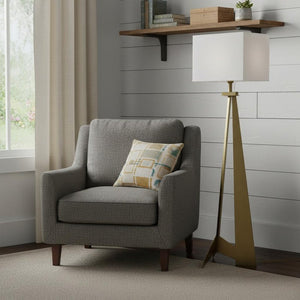 60" Floor Lamp With White Fabric Novelty Shade
