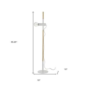 55" Brown And White Reading Floor Lamp
