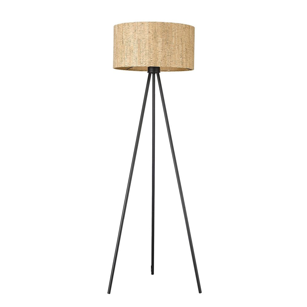 58" Brown And Black Tripod Floor Lamp With Brown Plastic Shade