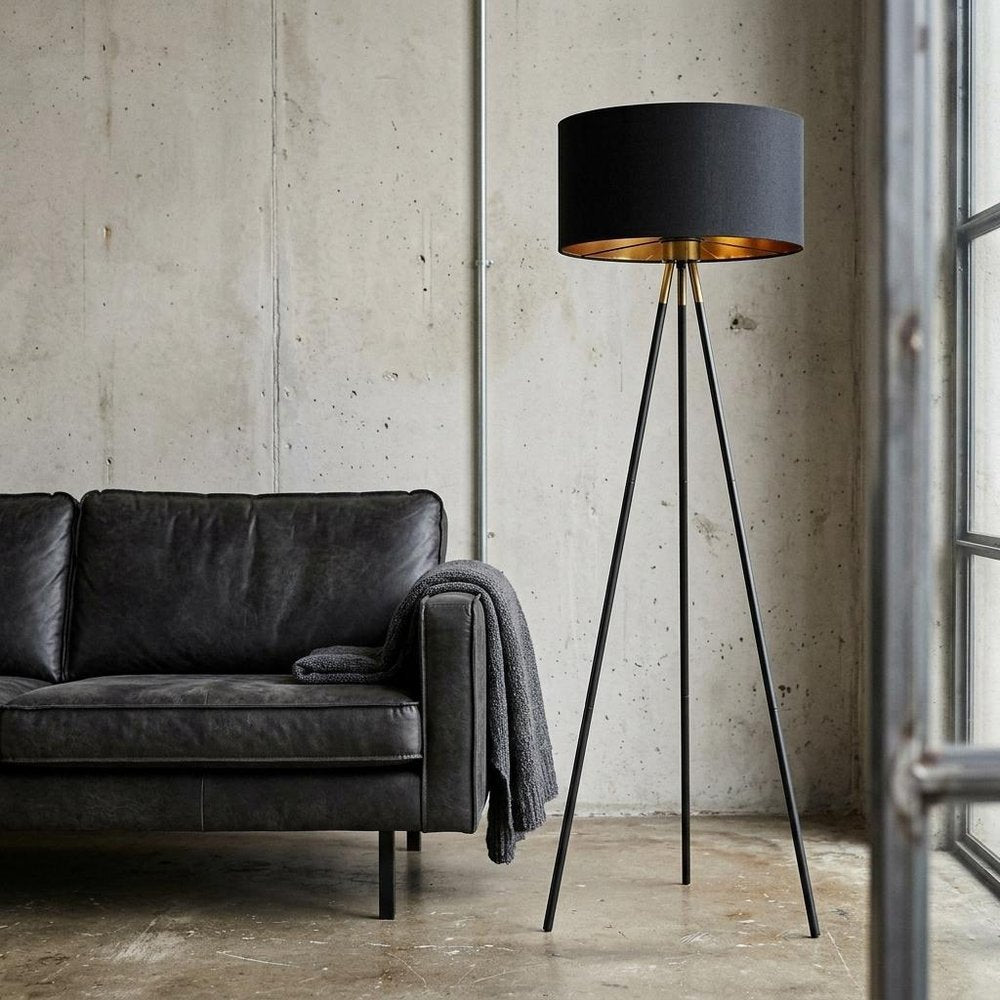 58" Matte Tripod Floor Lamp With Black Drum Shade