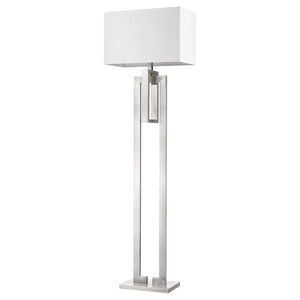 64" Nickel Traditional Shaped Floor Lamp With White Rectangular Shade