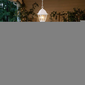 Distressed White Beveled Glass Outdoor Hanging Light