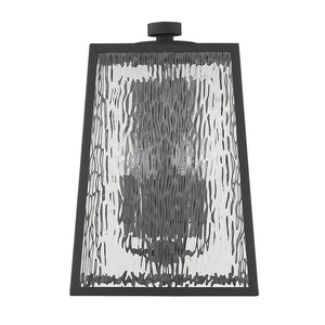 Black And Clear Four Light Seeded Dimmable Outdoor Hanging Lights With Black And Clear Shades