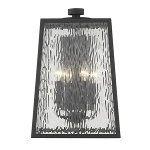 Black And Clear Four Light Seeded Dimmable Outdoor Hanging Lights With Black And Clear Shades