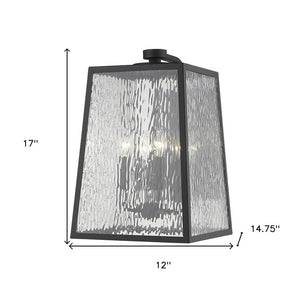 Black And Clear Four Light Seeded Dimmable Outdoor Hanging Lights With Black And Clear Shades