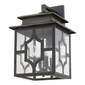 Black And Clear Four Light Seeded Dimmable Outdoor Hanging Lights With Black And Clear Shades