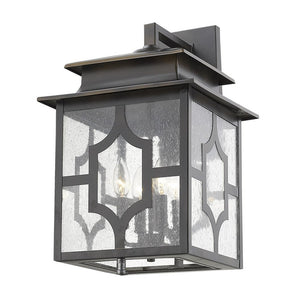 Black And Clear Four Light Seeded Dimmable Outdoor Hanging Lights With Black And Clear Shades