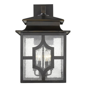 Black And Clear Four Light Seeded Dimmable Outdoor Hanging Lights With Black And Clear Shades