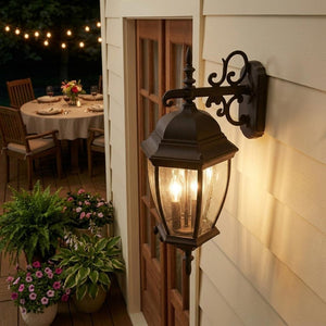 Dark Brown Hanging Ornamental Lantern Wall Light