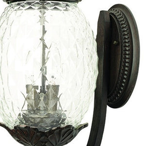 Black And Clear Three Light Crackled Dimmable Outdoor Hanging Lights With Black And Clear Shades