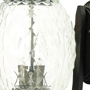 Black And Clear Three Light Crackled Dimmable Outdoor Hanging Lights With Black And Clear Shades