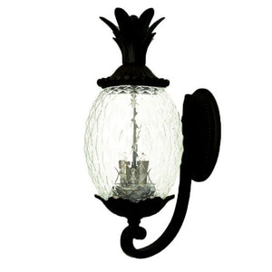 Black And Clear Three Light Crackled Dimmable Outdoor Hanging Lights With Black And Clear Shades