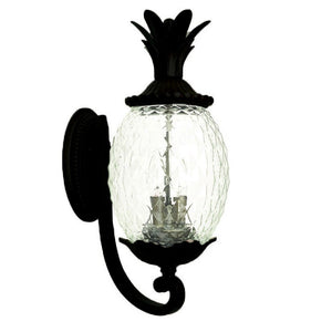 Black And Clear Three Light Crackled Dimmable Outdoor Hanging Lights With Black And Clear Shades