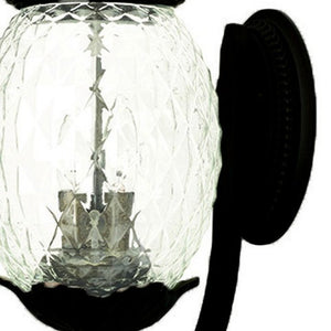 Black And Clear Three Light Crackled Dimmable Outdoor Hanging Lights With Black And Clear Shades