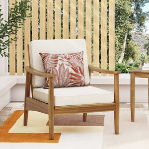 Emmry Outdoor Acacia Wood Club Chair