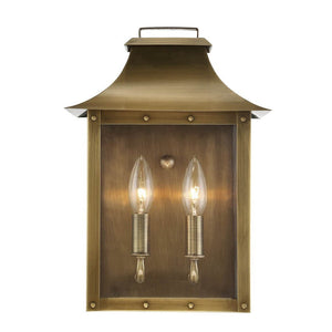 Brass And Clear Two Light Transparent Dimmable Outdoor Hanging Lights With Brass And Clear Shades