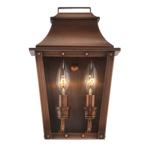 Two Light Transparent Dimmable Outdoor Hanging Lights With Copper And Clear Shades