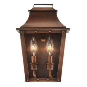 Two Light Transparent Dimmable Outdoor Hanging Lights With Copper And Clear Shades
