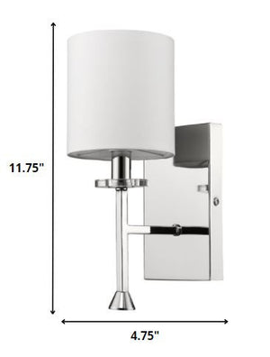 Minimalist Silver Wall Sconce with Fabric Shade