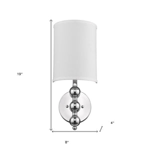 Silver Chrome Wall Light with Linen Fabric Shade