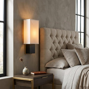 Rectangular Wall Sconce with Linen Fabric Shade