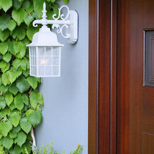 White Window Pane Lantern Wall Light