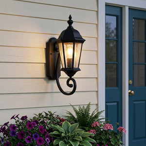 One Light Matte Black Carousel Lantern Wall Light