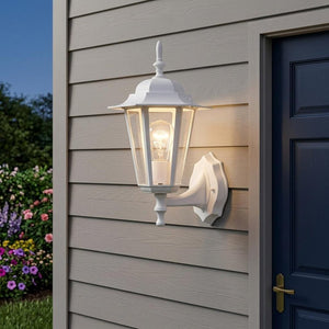 White Glass Lantern Wall Light