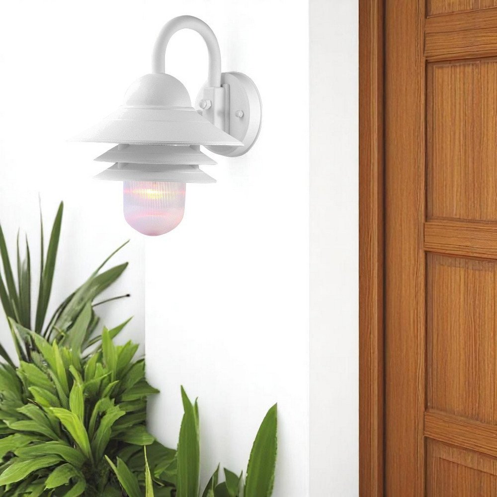 White Three Tier Lamp Shade Outdoor Wall Light